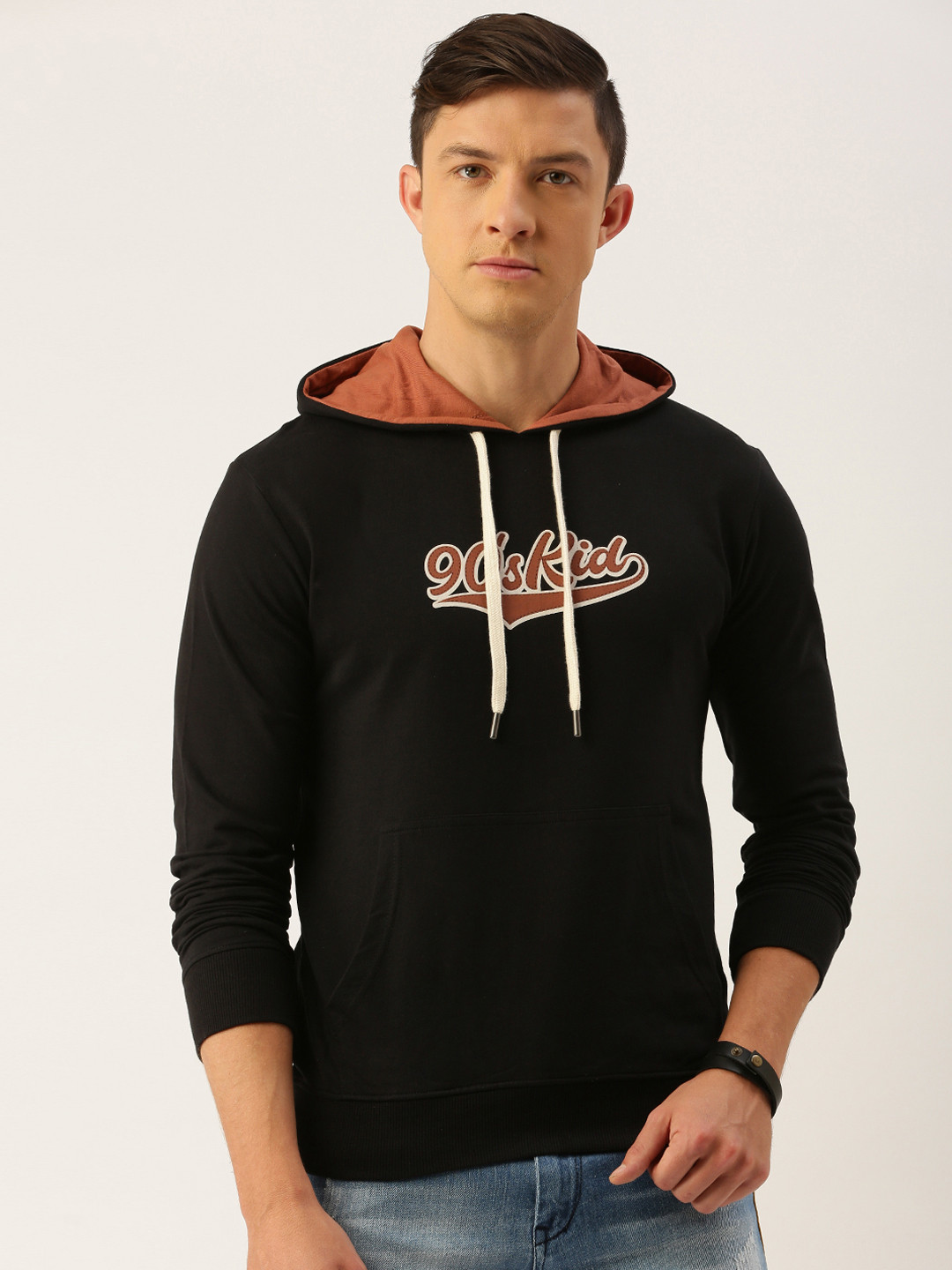 

Difference of Opinion Men Black Printed Hooded Sweatshirt
