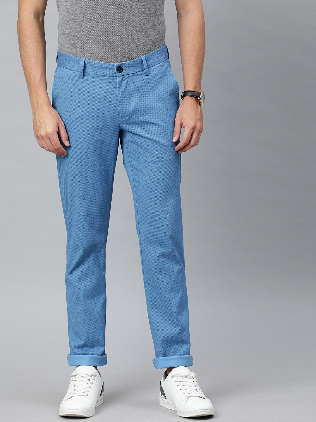 

Allen Solly Men Blue Slim Fit Printed Regular Trousers