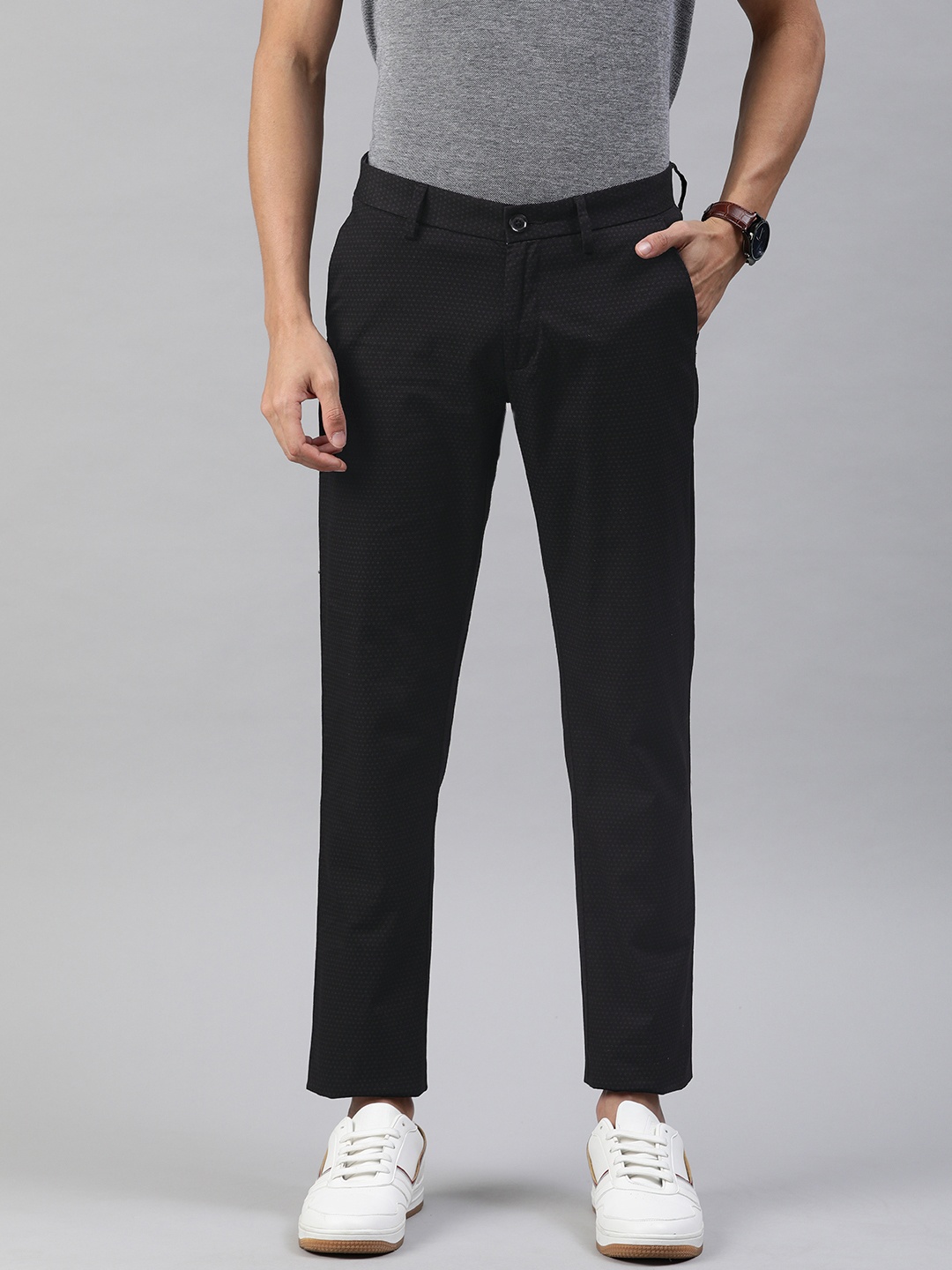

Allen Solly Men Black Slim Fit Printed Chinos