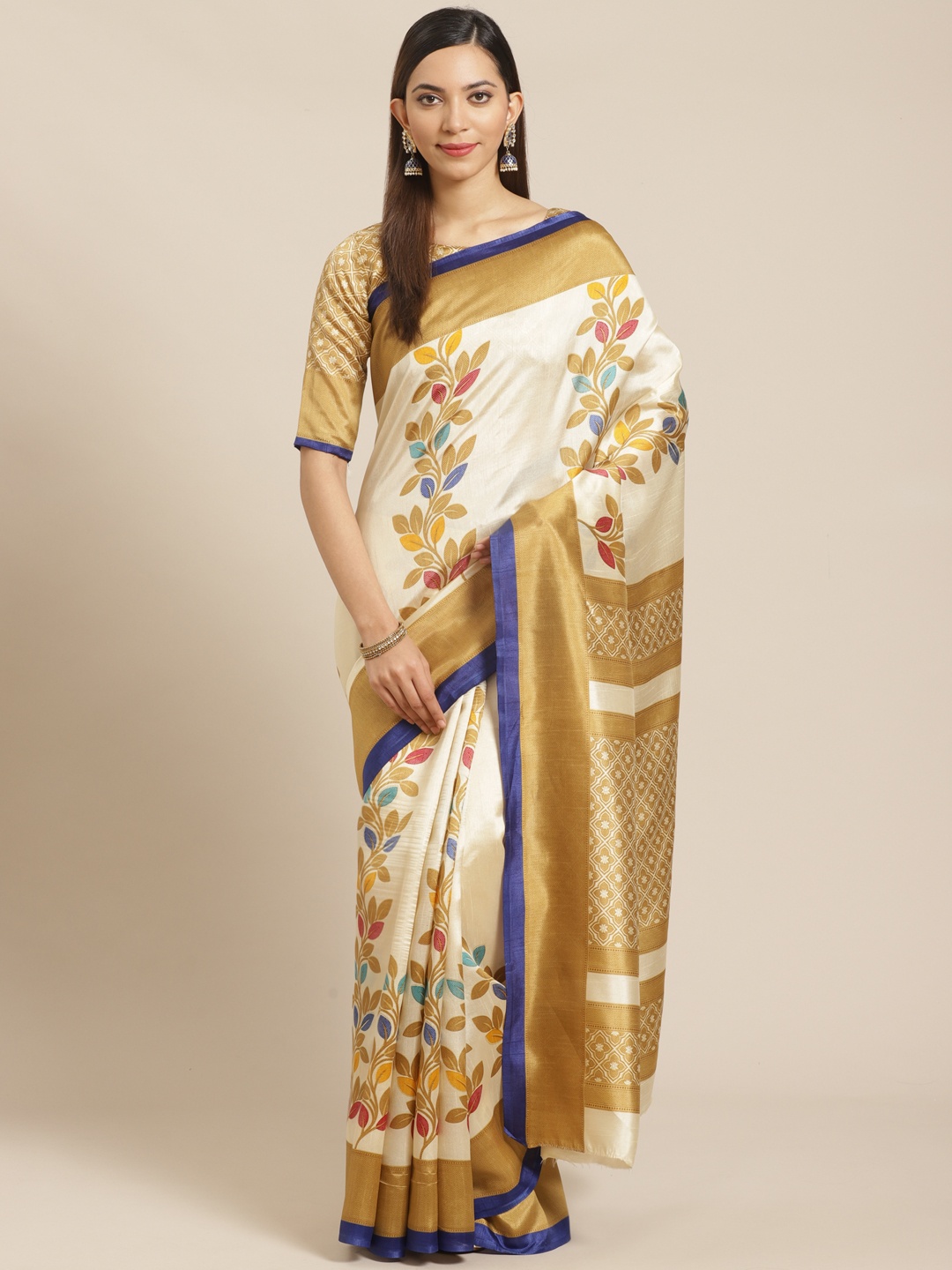 

Saree mall Off-White & Beige Printed Saree