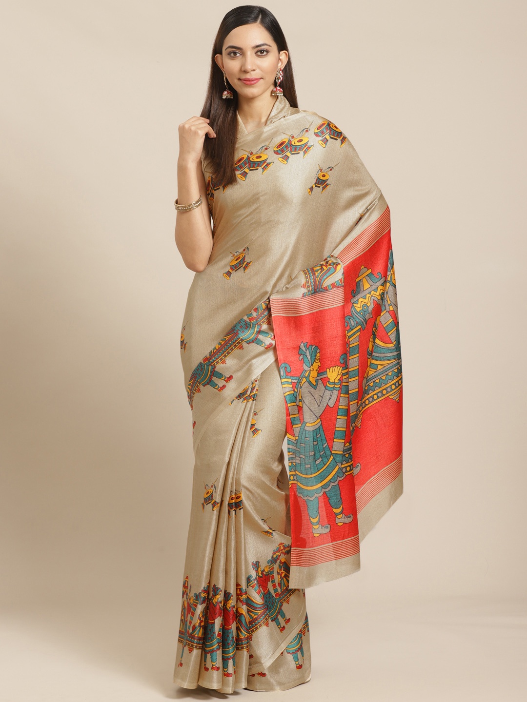

Saree mall Beige Printed Printed Saree