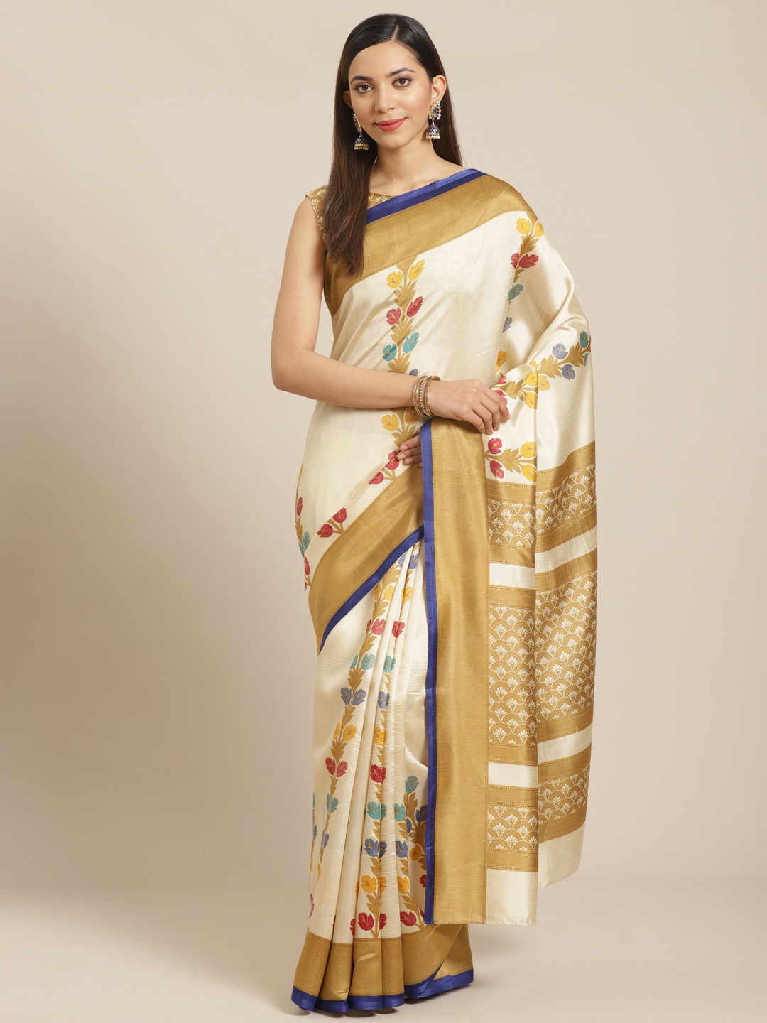 

Saree mall Off-White & Beige Printed Saree