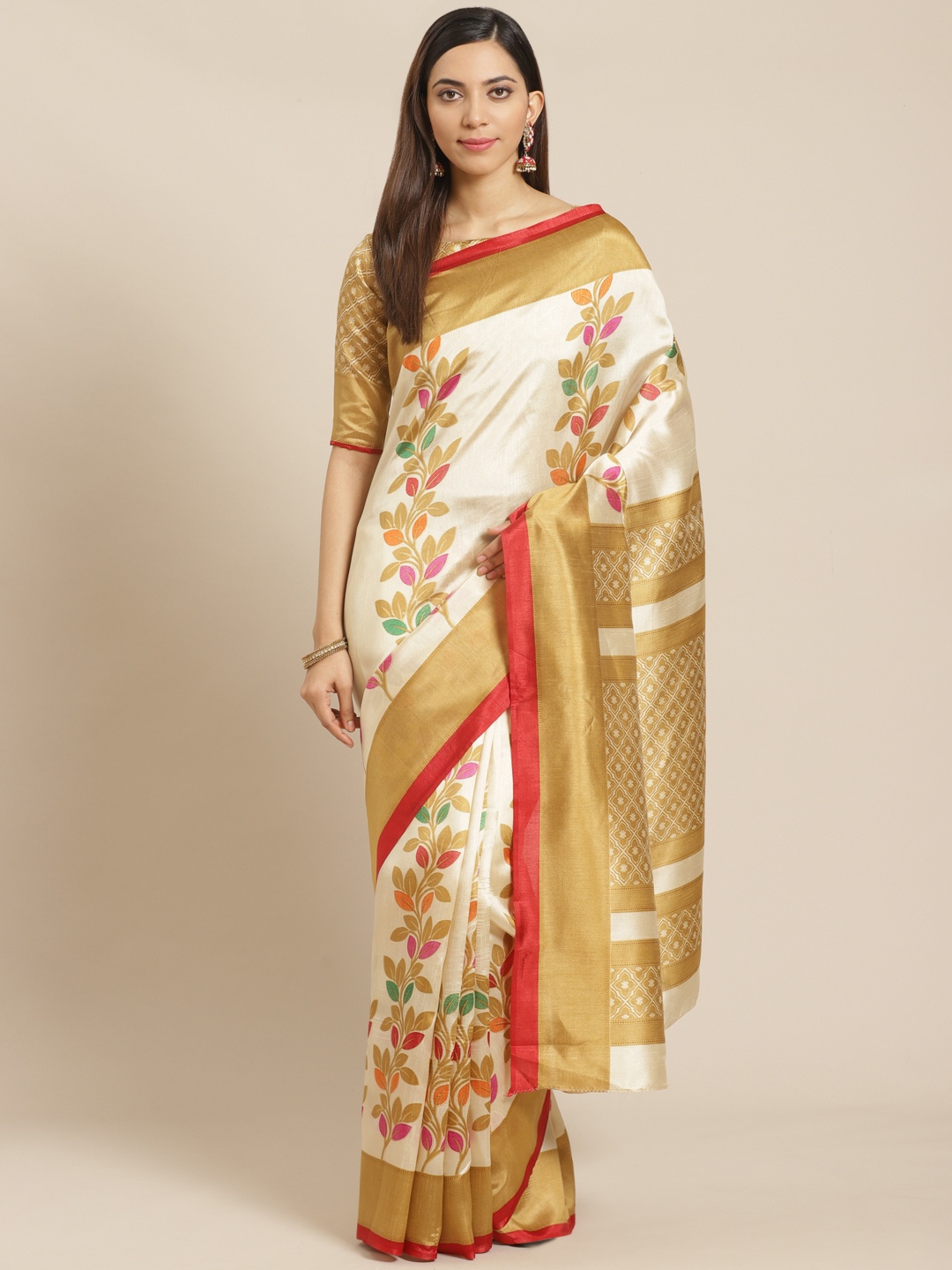 

Saree mall Off-White & Beige Printed Saree