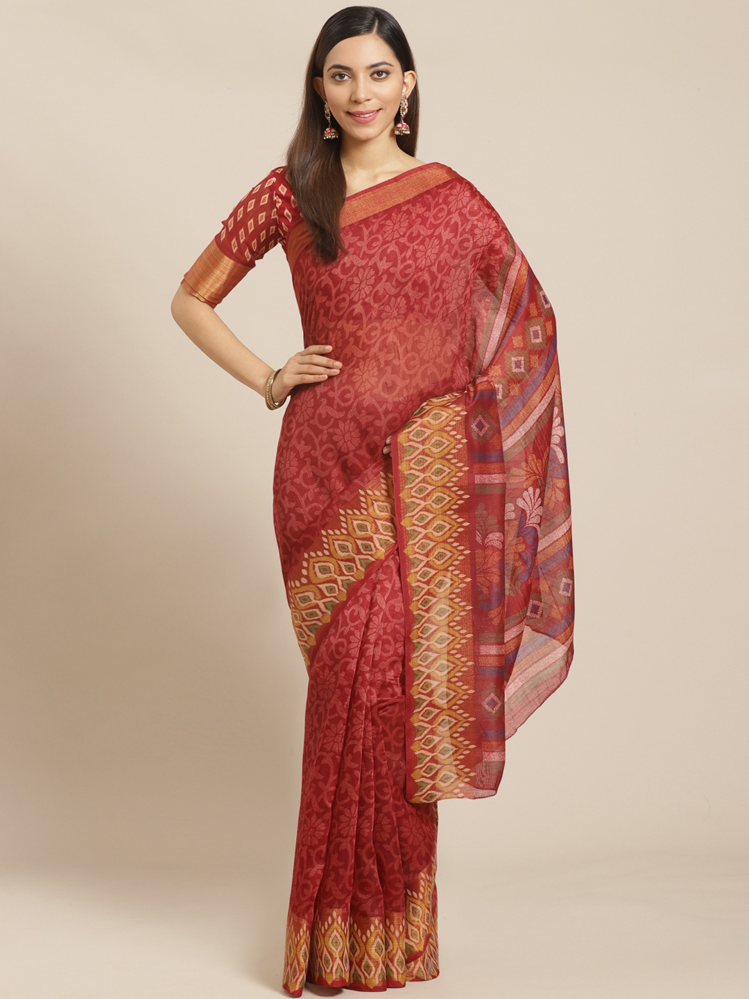 

Saree mall Maroon Printed Saree