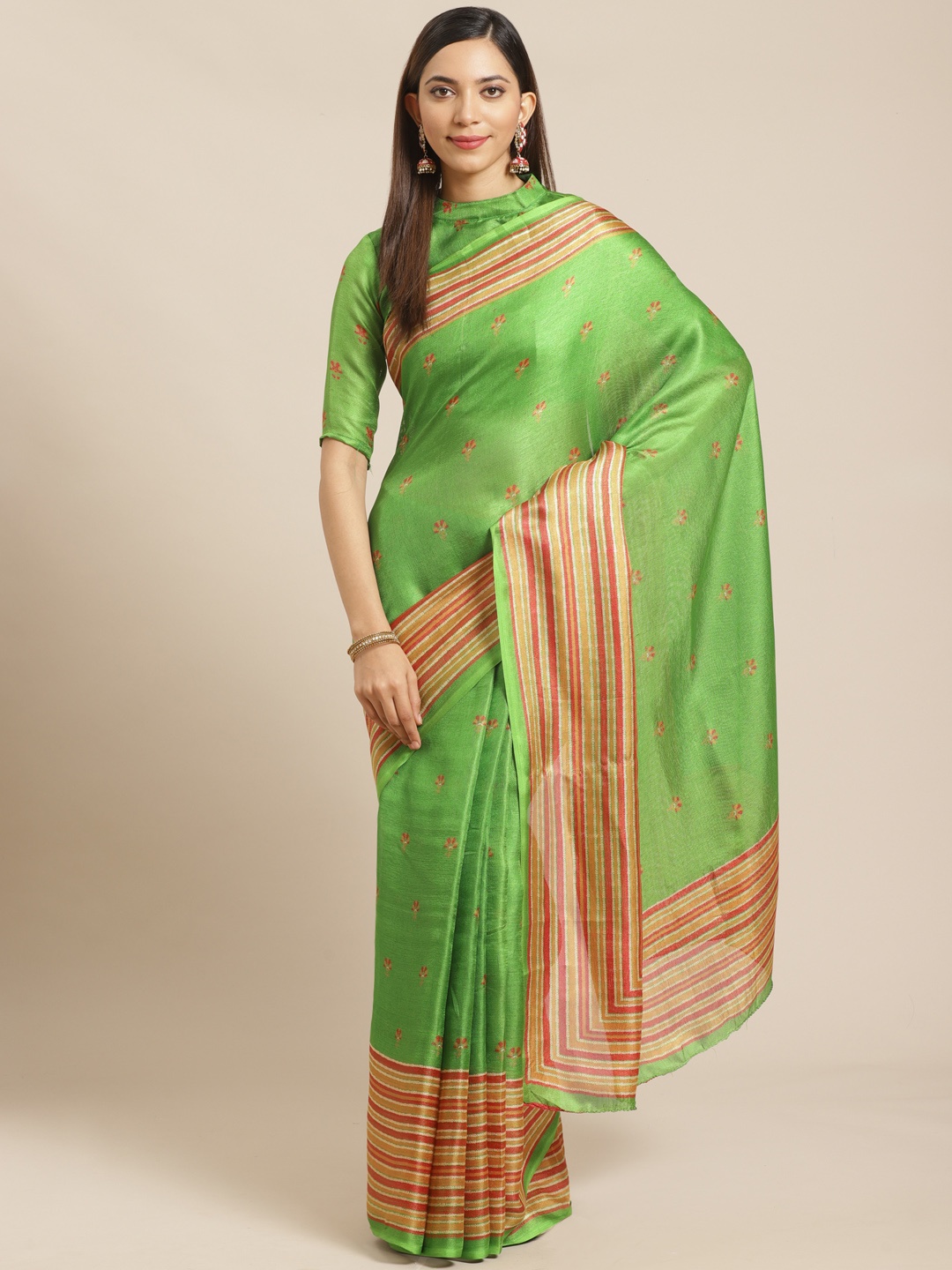 

Saree mall Green & Red Printed Saree