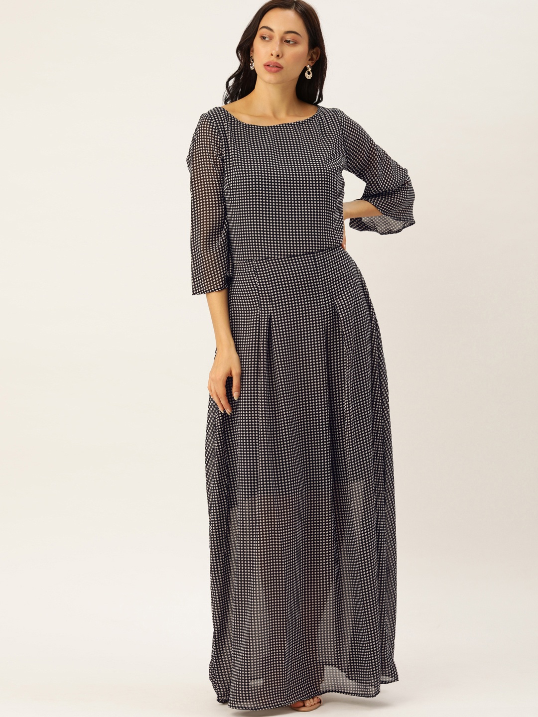 

Shubhangini Fashion Women Black Checked Maxi Dress