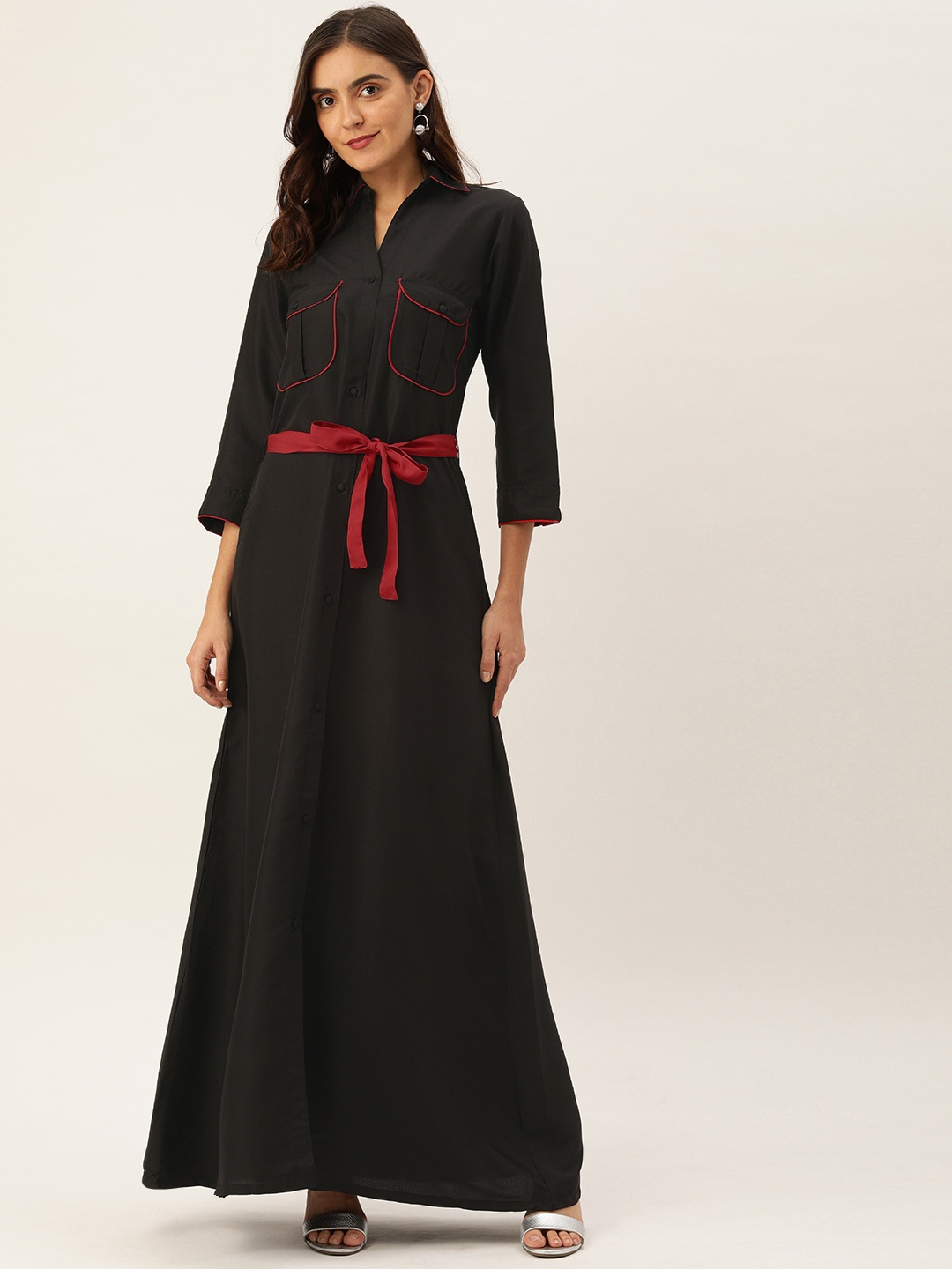 

Shubhangini Fashion Women Black Solid Maxi Dress