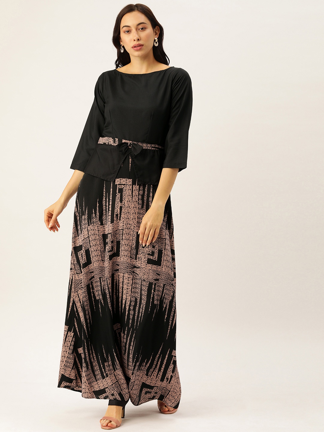 

Shubhangini Fashion Women Black Printed Maxi Dress