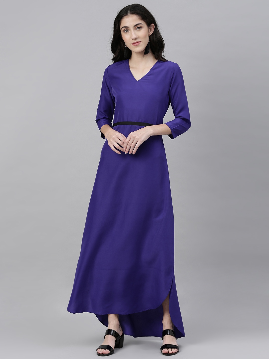 

Shubhangini Fashion Women Blue Solid High-Low Maxi Dress