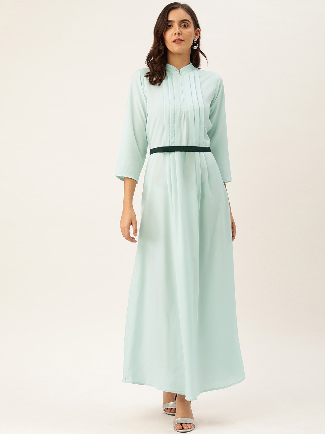 

Shubhangini Fashion Women Sea Green Solid Maxi Dress