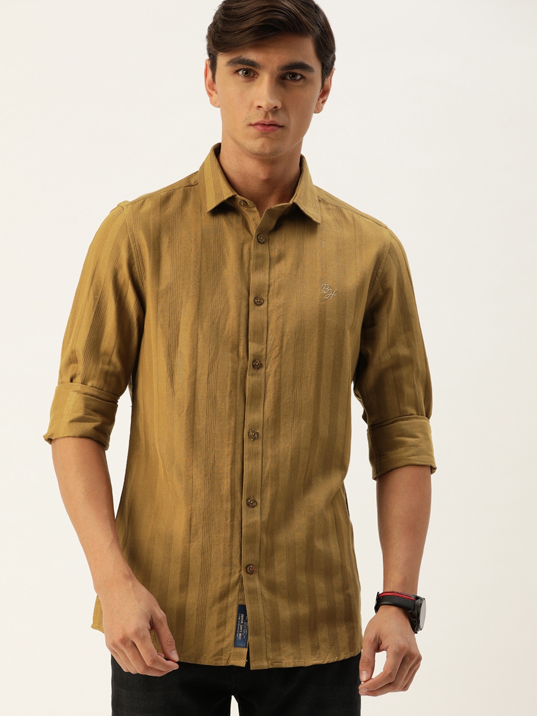 

Being Human Men Brown Slim Fit Self Design Casual Shirt