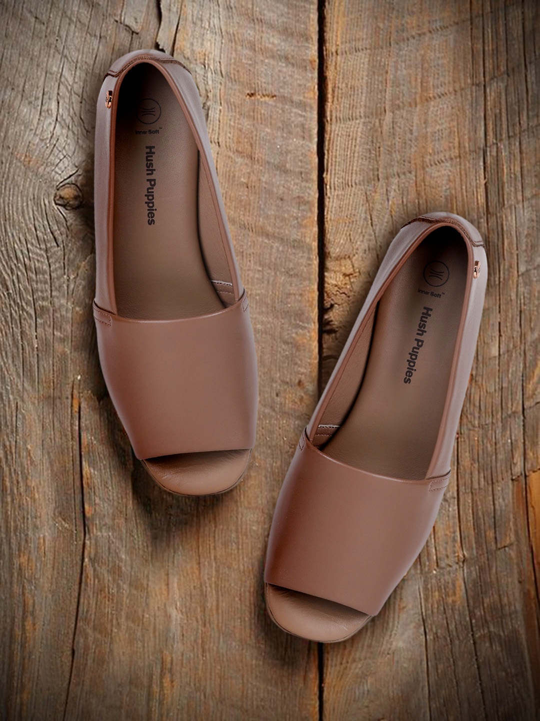 

Hush Puppies Women Brown Solid Peep Toes