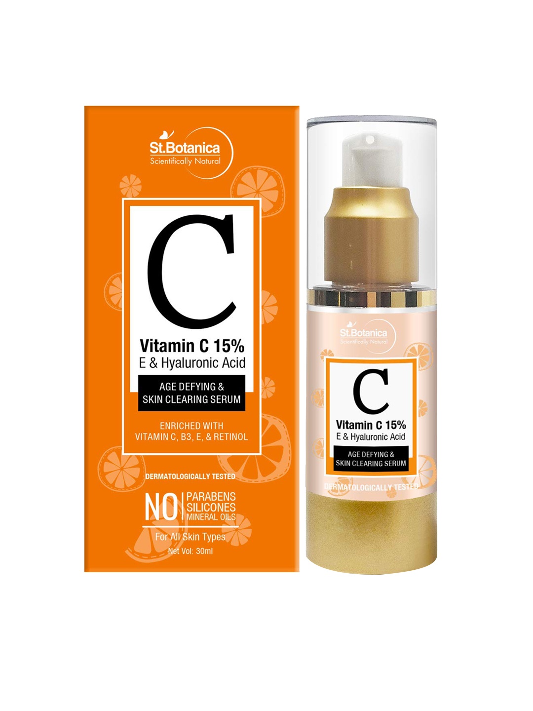 

StBotanica Set of 2 Vitamin C & Hyaluronic Acid Brightening & Anti Aging Face Serum, Gold