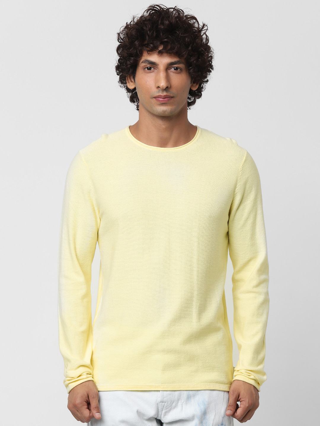 

Jack & Jones Men Yellow Solid Pullover Sweater