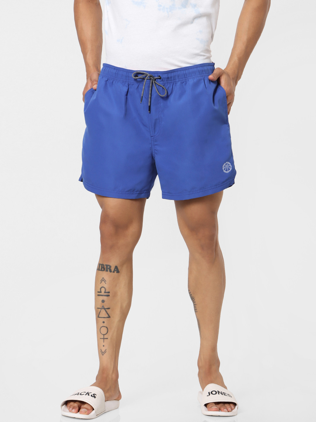 

Jack & Jones Men Blue Solid Regular Fit Sustainable Swim Shorts