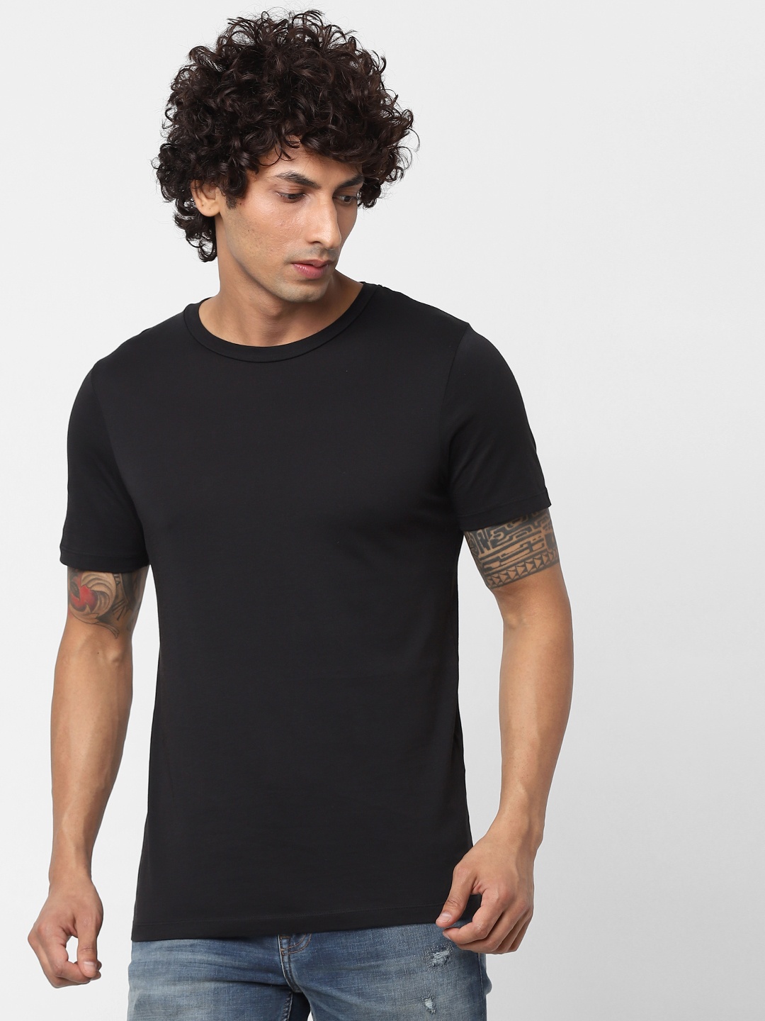 

Jack & Jones Men Black Solid Round Neck Sustainable T-shirt