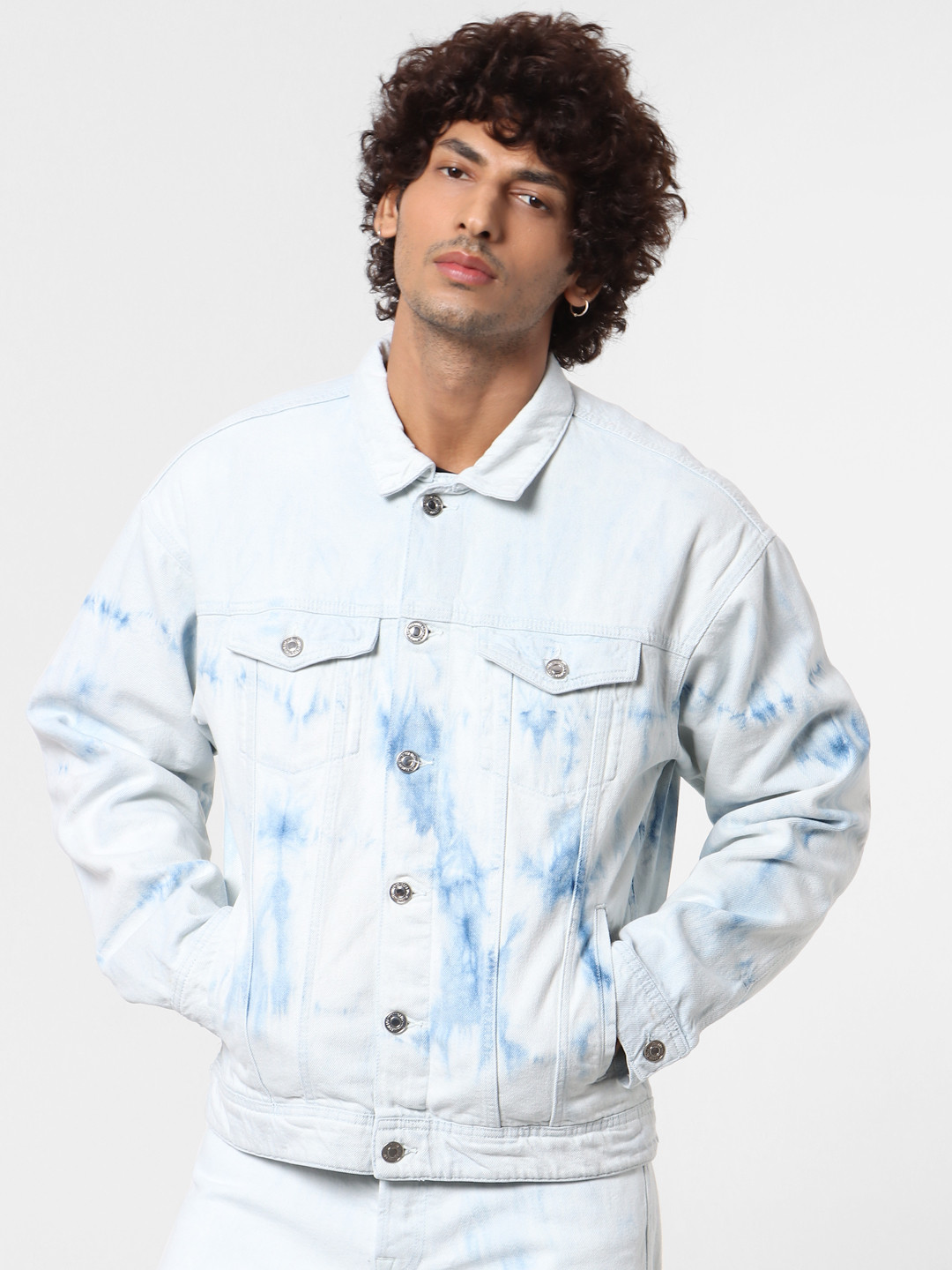 

Jack & Jones Men Blue Tie and Dye Tailored Jacket