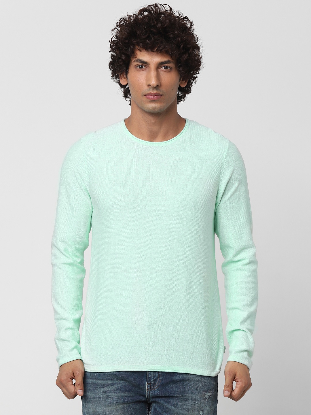 

Jack & Jones Men Sea Green Solid Pullover Sweater