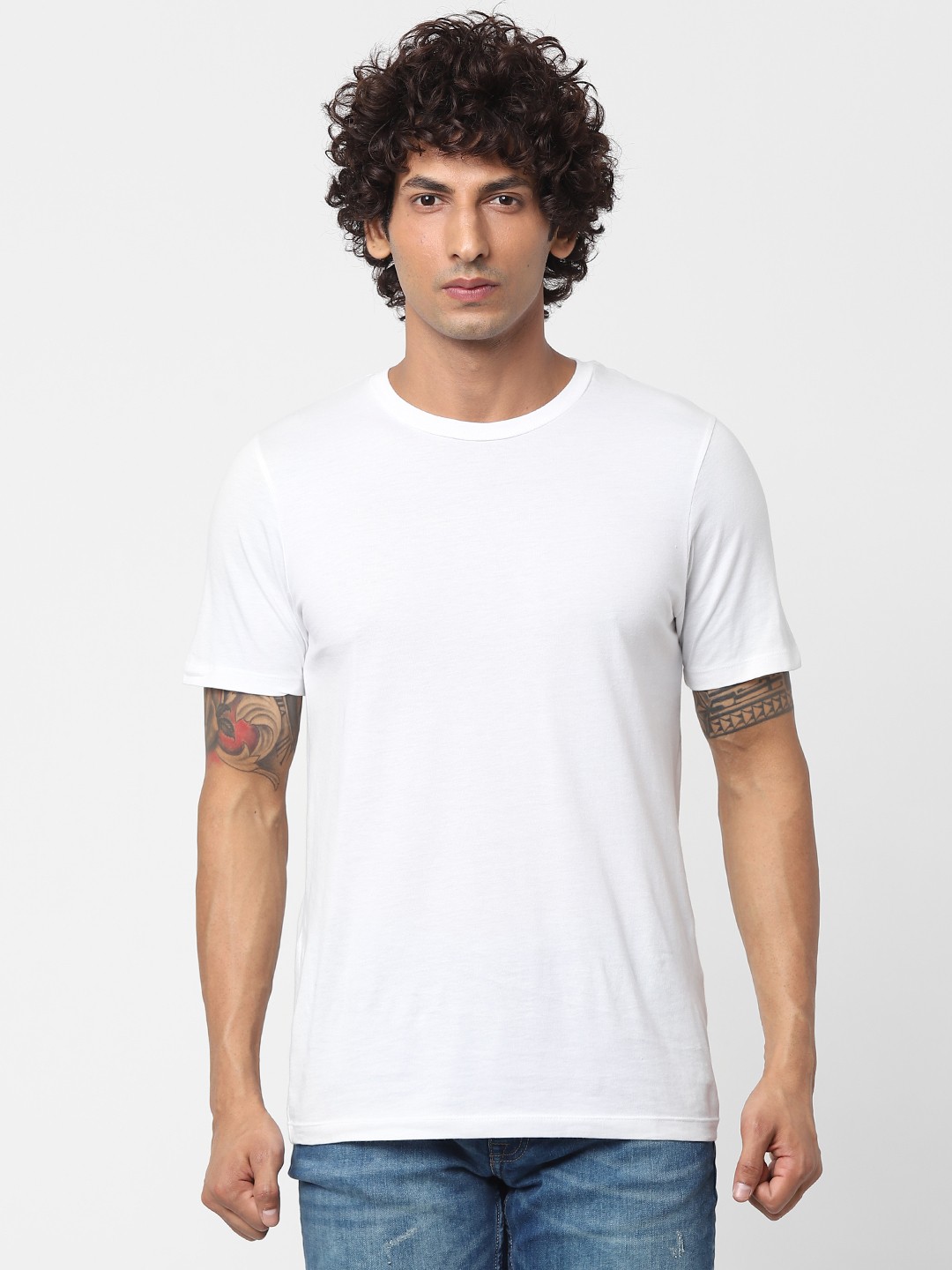 

Jack & Jones Men White Solid Round Neck Sustainable T-shirt