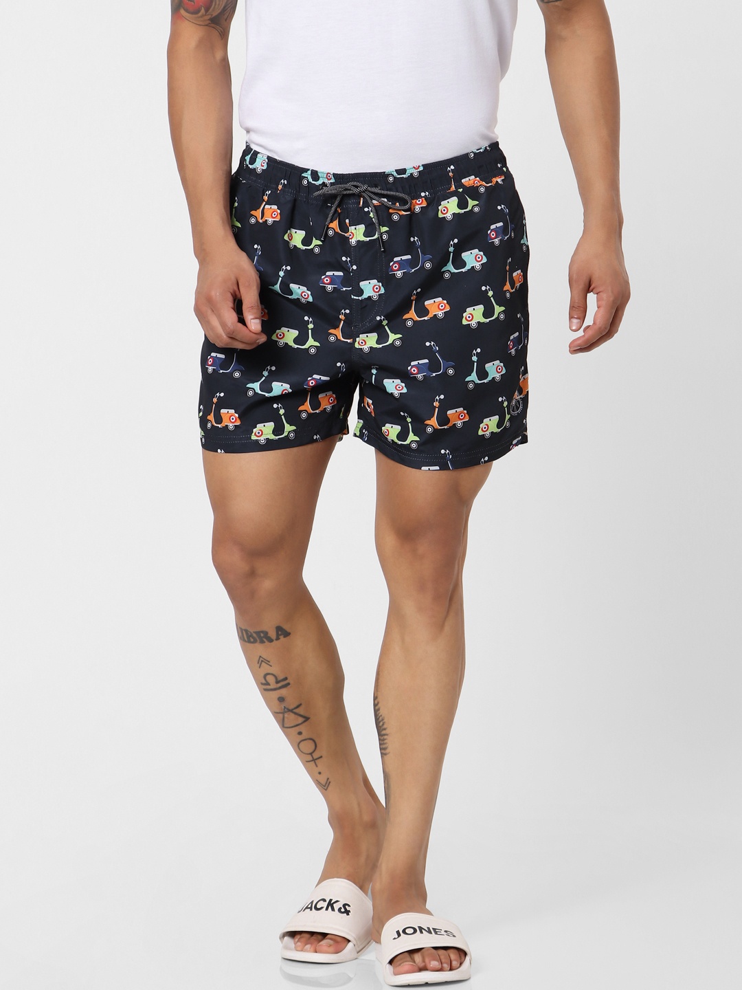 

Jack & Jones Men Navy Blue Printed Regular Fit Sustainable Swim Shorts