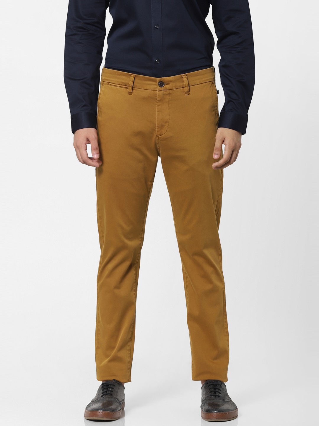 

Jack & Jones Men Brown Slim Fit Solid Regular Trousers