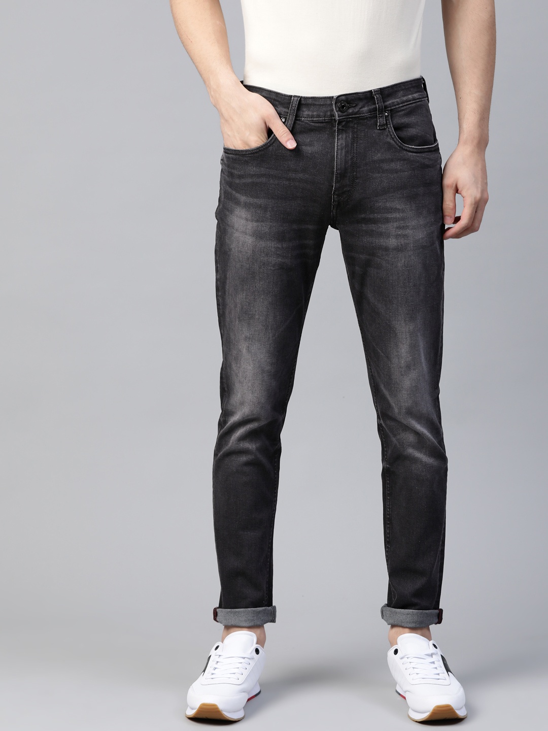 

Jack & Jones Men Black Glen Slim Fit Low-Rise Clean Look Stretchable Jeans