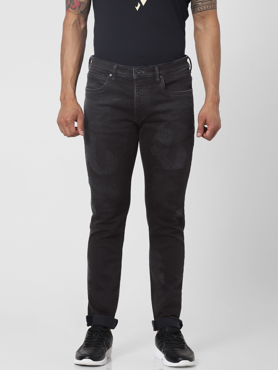 

Jack & Jones Protect Men Black Glenn Slim Fit Low-Rise Low Distress Stretchable Jeans