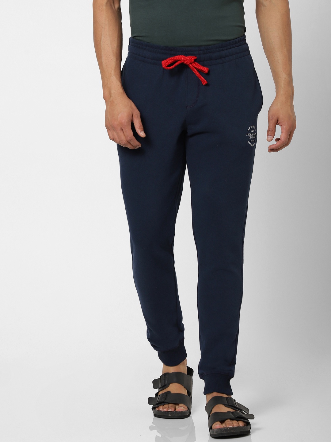 

Jack & Jones Men Navy Blue Straight Fit Solid Joggers