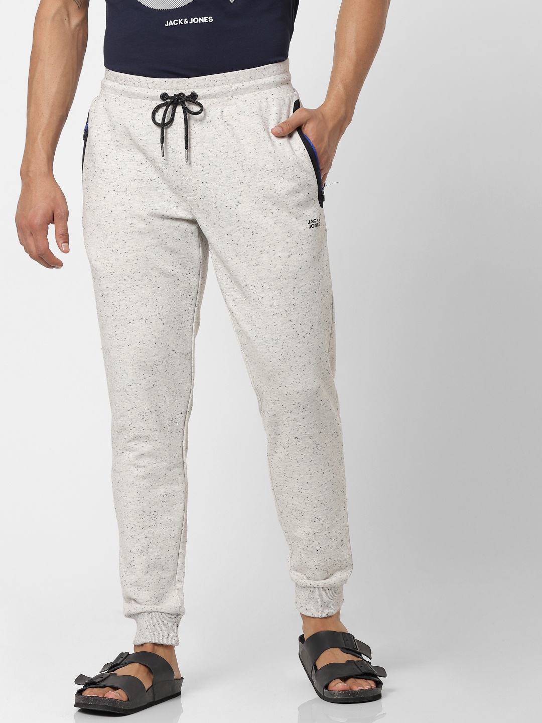 

Jack & Jones Men Grey Melange Straight Fit Solid Joggers