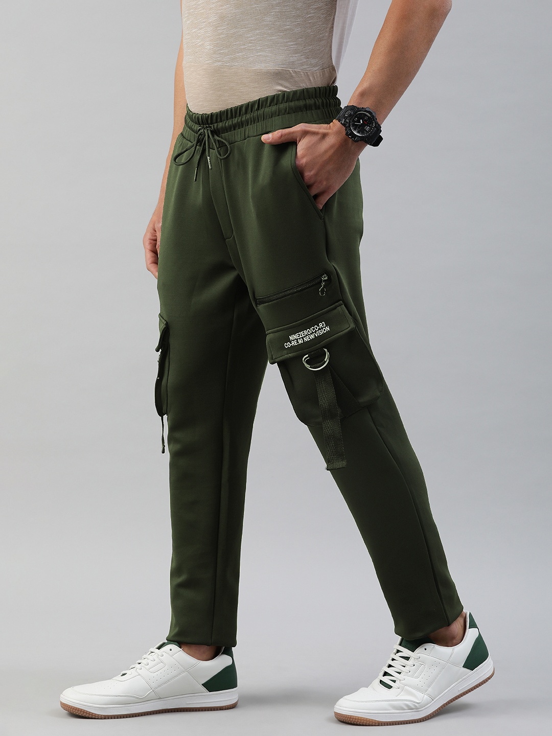 

Jack & Jones Men's Olive Solid Track Pants