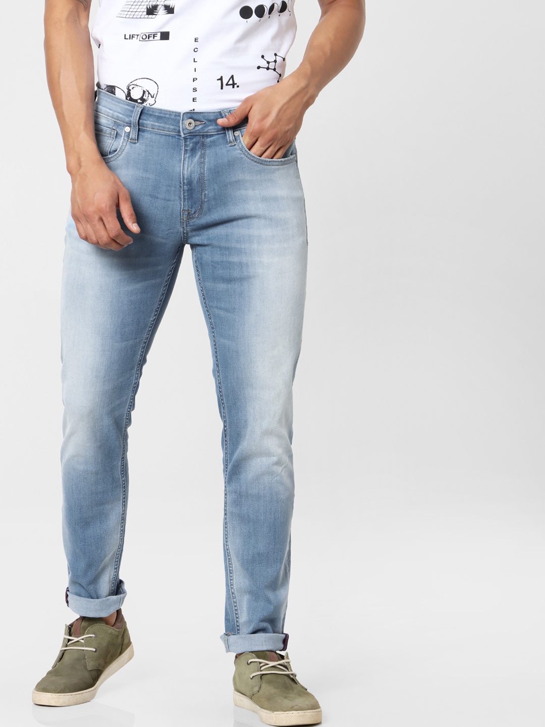 

Jack & Jones Men Blue Ben Skinny Fit Low-Rise Clean Look Stretchable Jeans