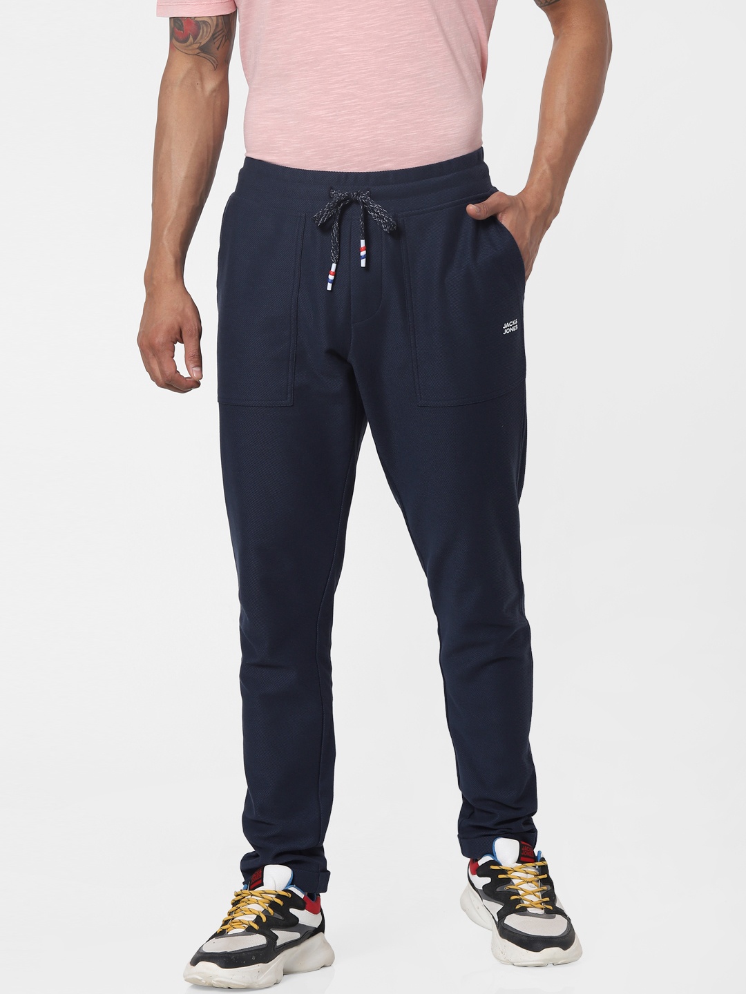 

Jack & Jones Men Navy Blue Solid Track Pants