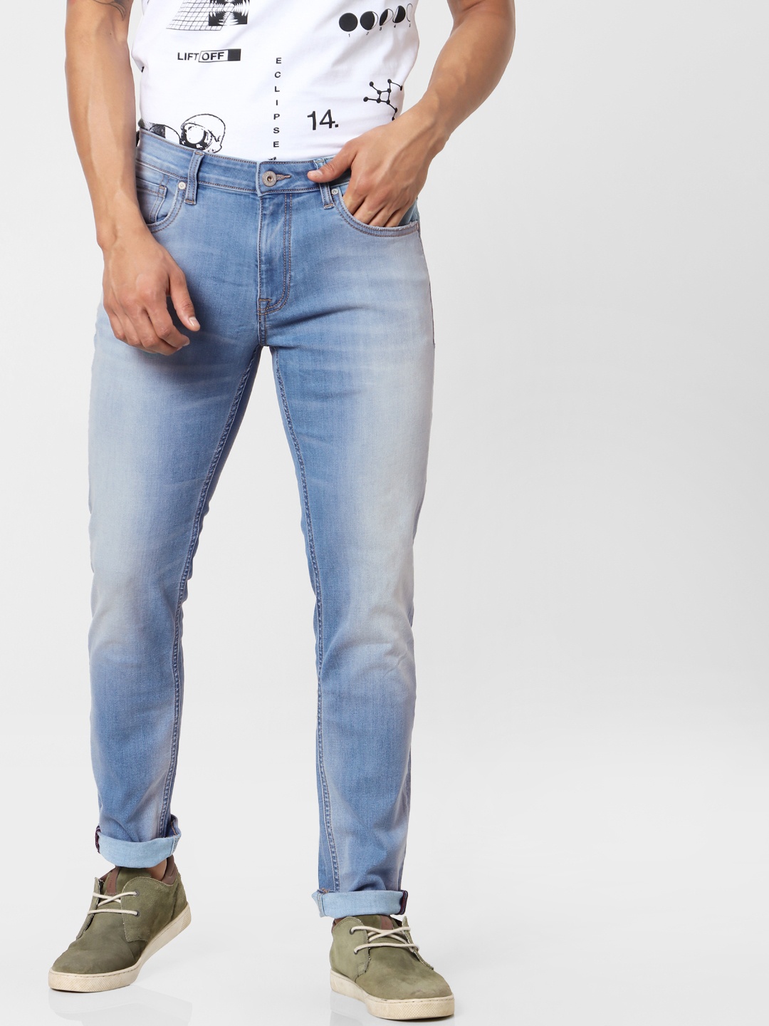 

Jack & Jones Men Blue Ben Skinny Fit Low-Rise Clean Look Stretchable Jeans