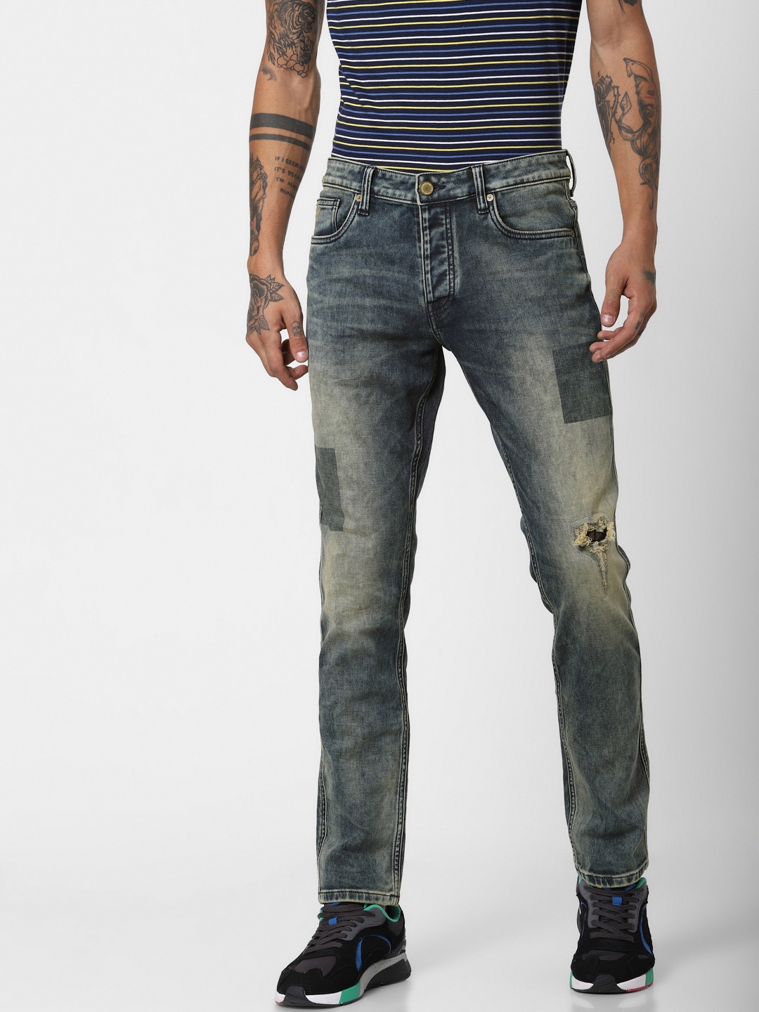 

Jack & Jones Men Blue Slim Fit Low-Rise Mildly Distressed Stretchable Jeans