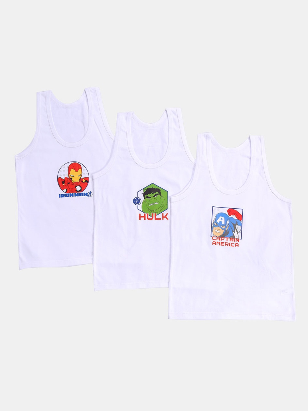 

Bodycare Kids Boys White Pack Of 3 Avengers Printed Vests