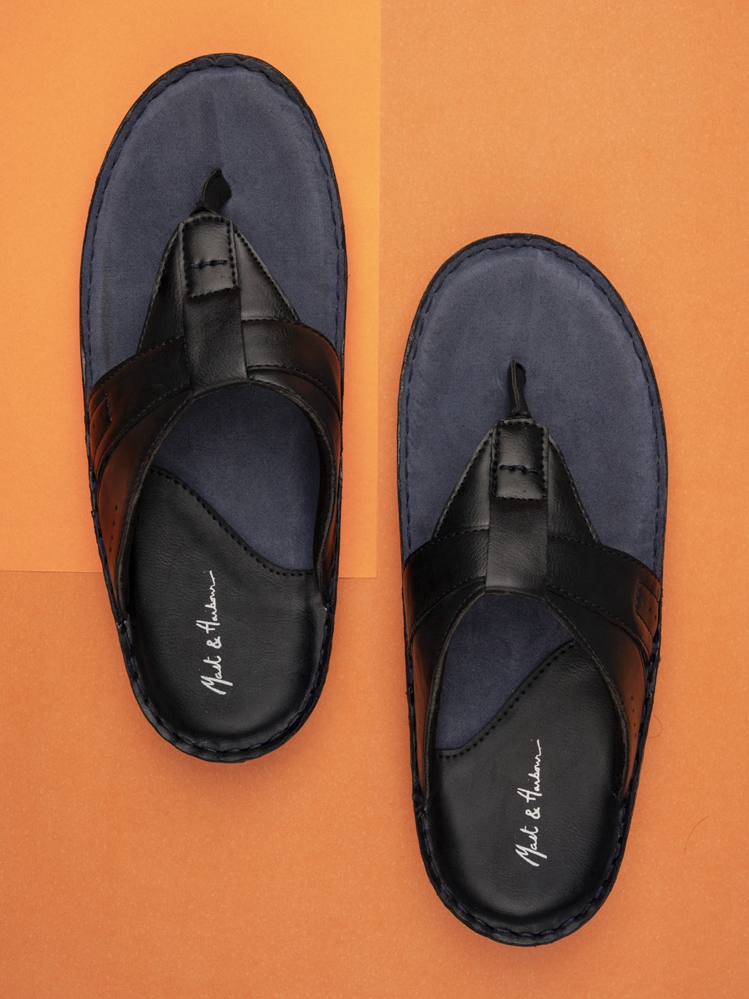 

Mast & Harbour Men Blue Solid Comfort Sandals