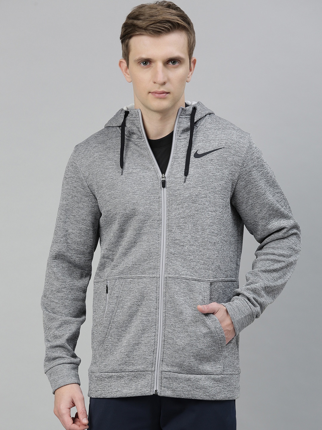 

Nike Men Grey Melange Solid Sporty Jacket
