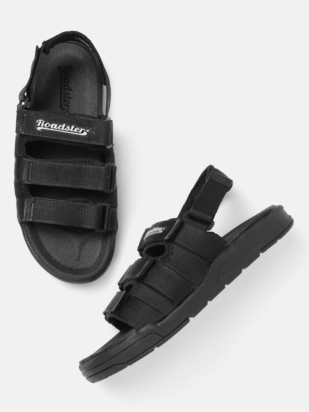 

The Roadster Lifestyle Co Men Black Solid Sports Sandal