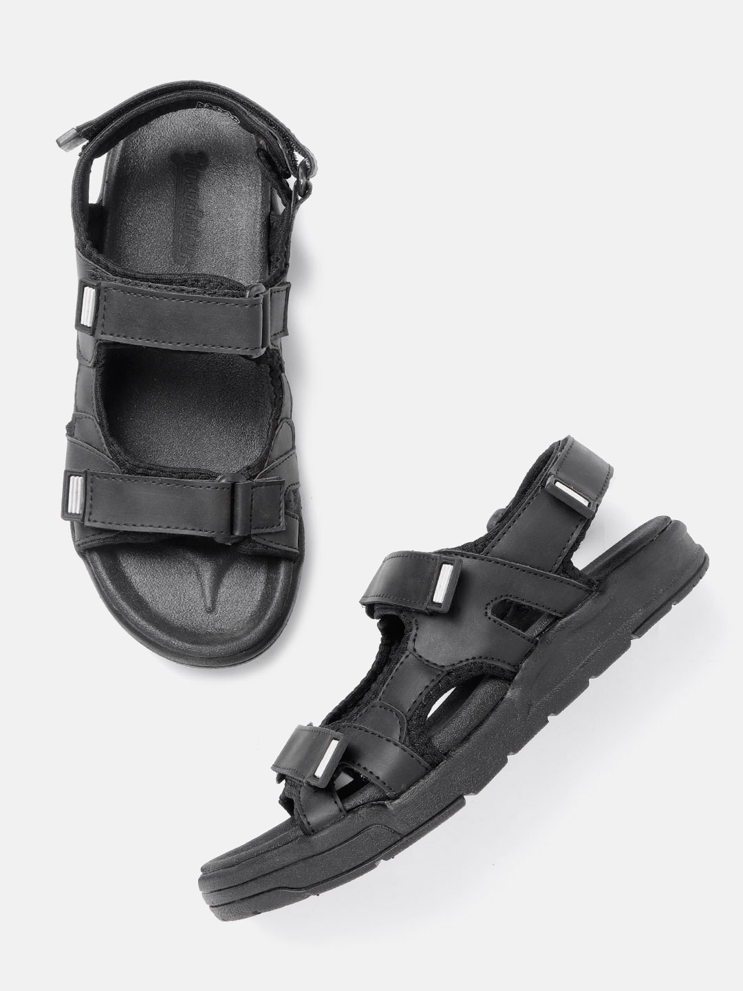 

The Roadster Lifestyle Co Men Black Solid Sports Sandal