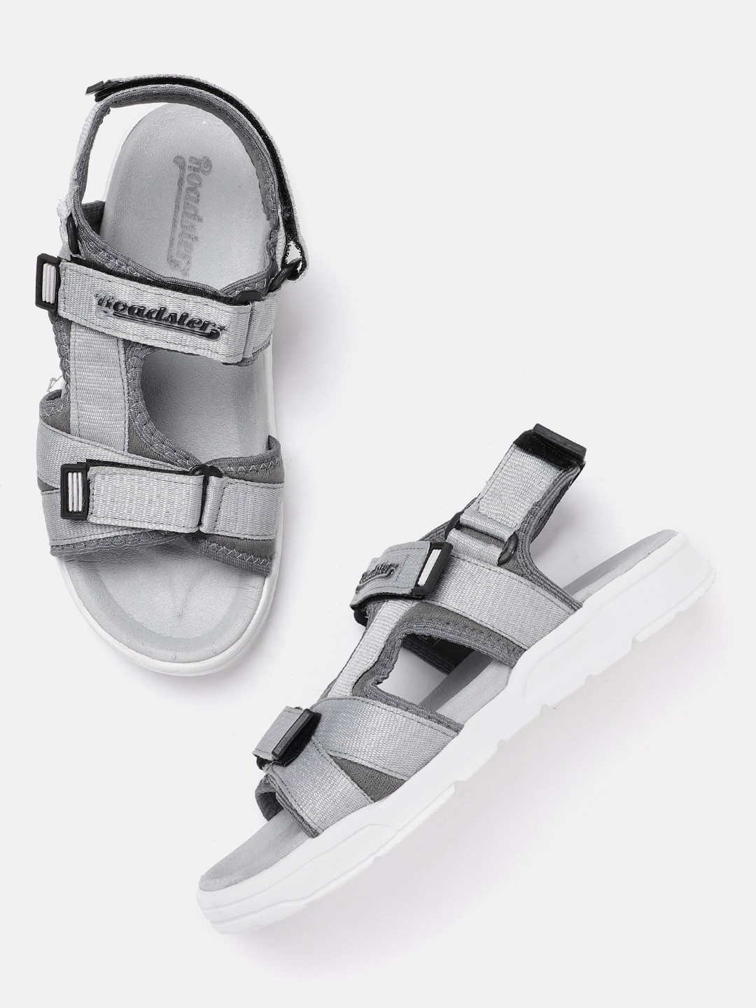 

Roadster Men Grey Solid Sports Sandals