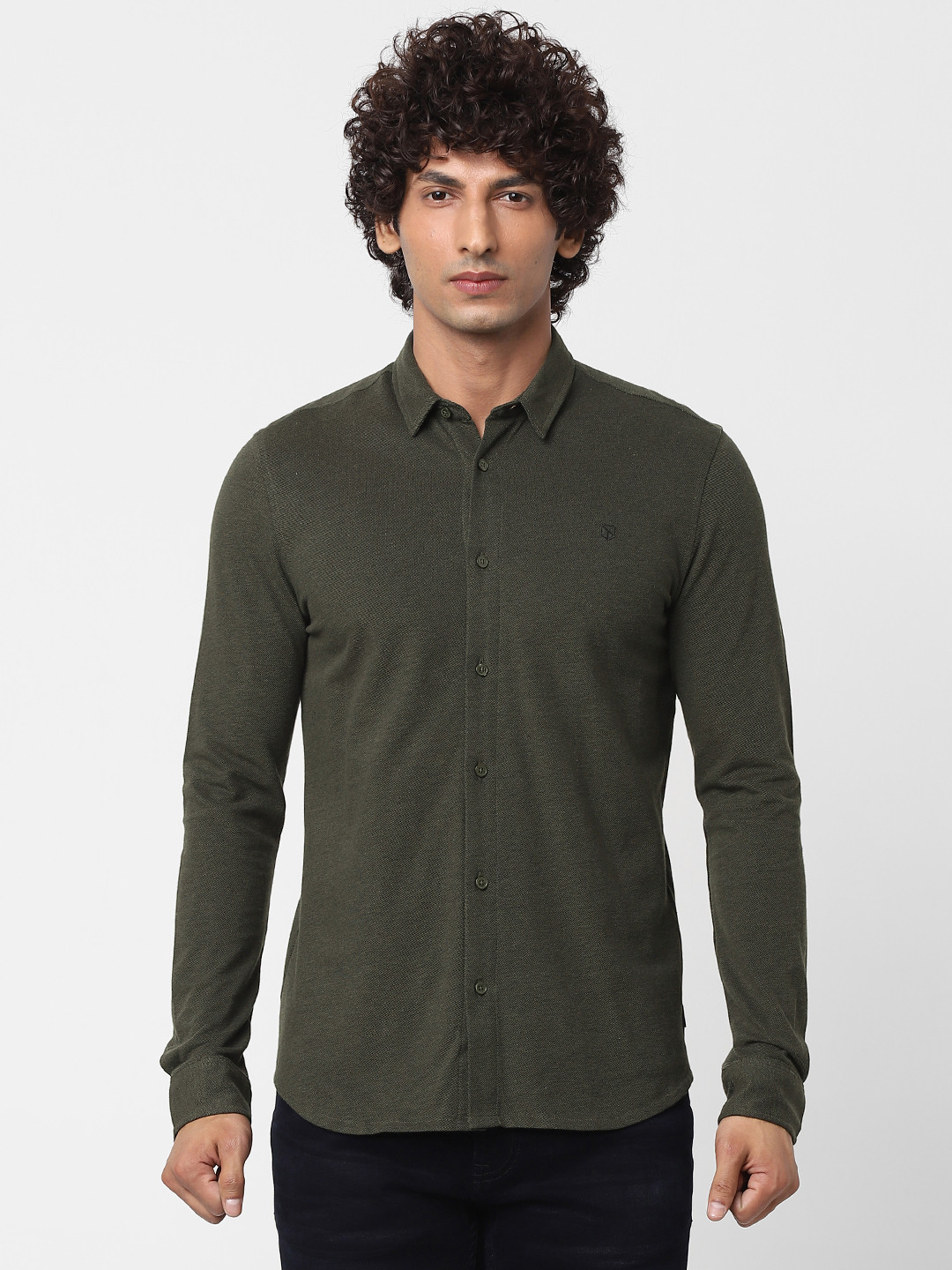 

Jack & Jones Men Green Slim Fit Solid Casual Shirt