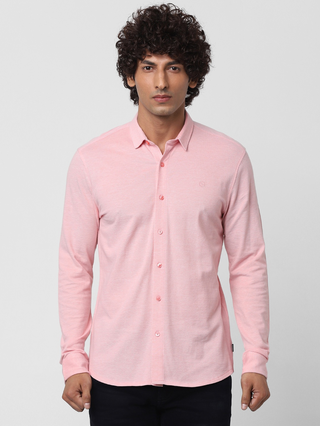 

Jack & Jones Men Pink Regular Fit Solid Casual Shirt