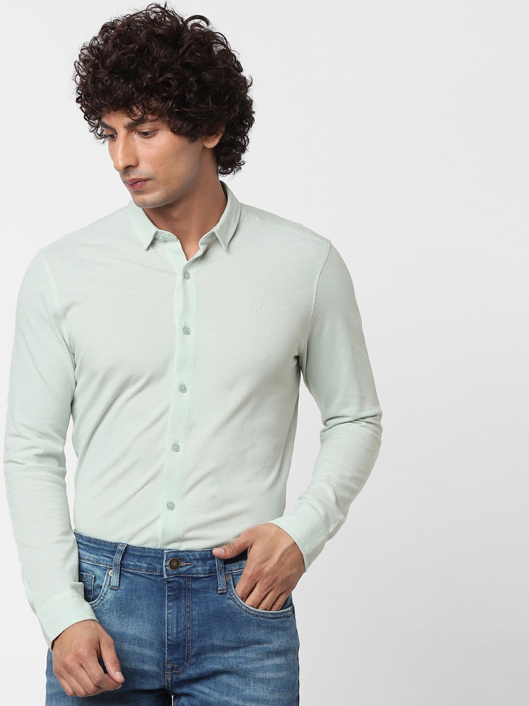 

Jack & Jones Men Blue Slim Fit Solid Casual Sustainable Shirt