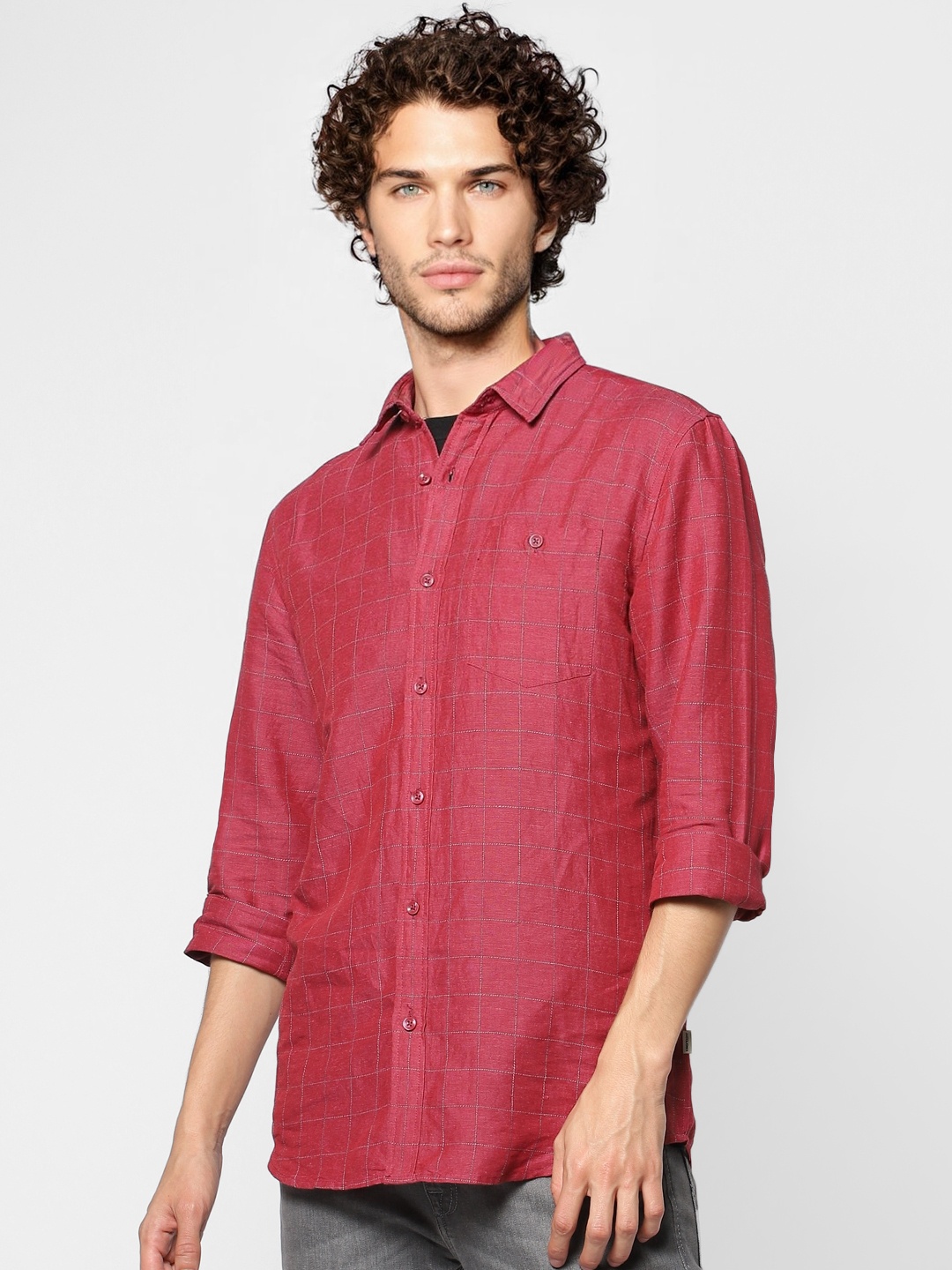 

Jack & Jones Men Red Slim Fit Solid Casual Shirt