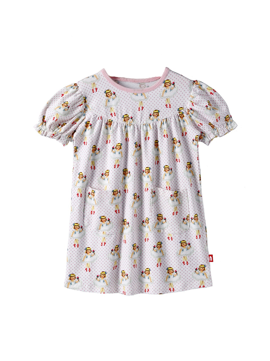 

Nino Bambino Girls White & Pink Printed A-Line Sustainable Dress