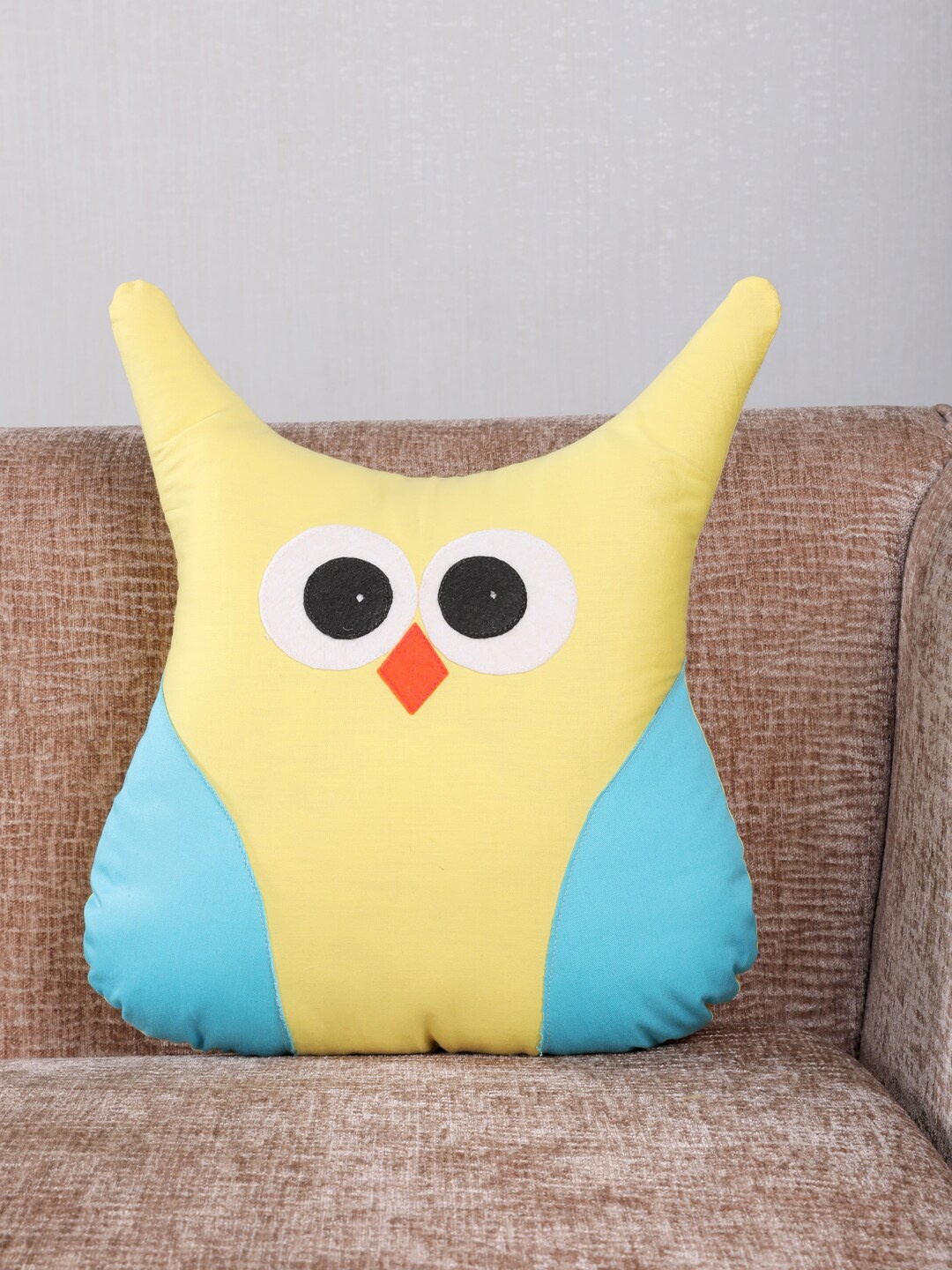 

My Gift Booth Yellow & Blue Colourblocked Cotton Owl Cushion