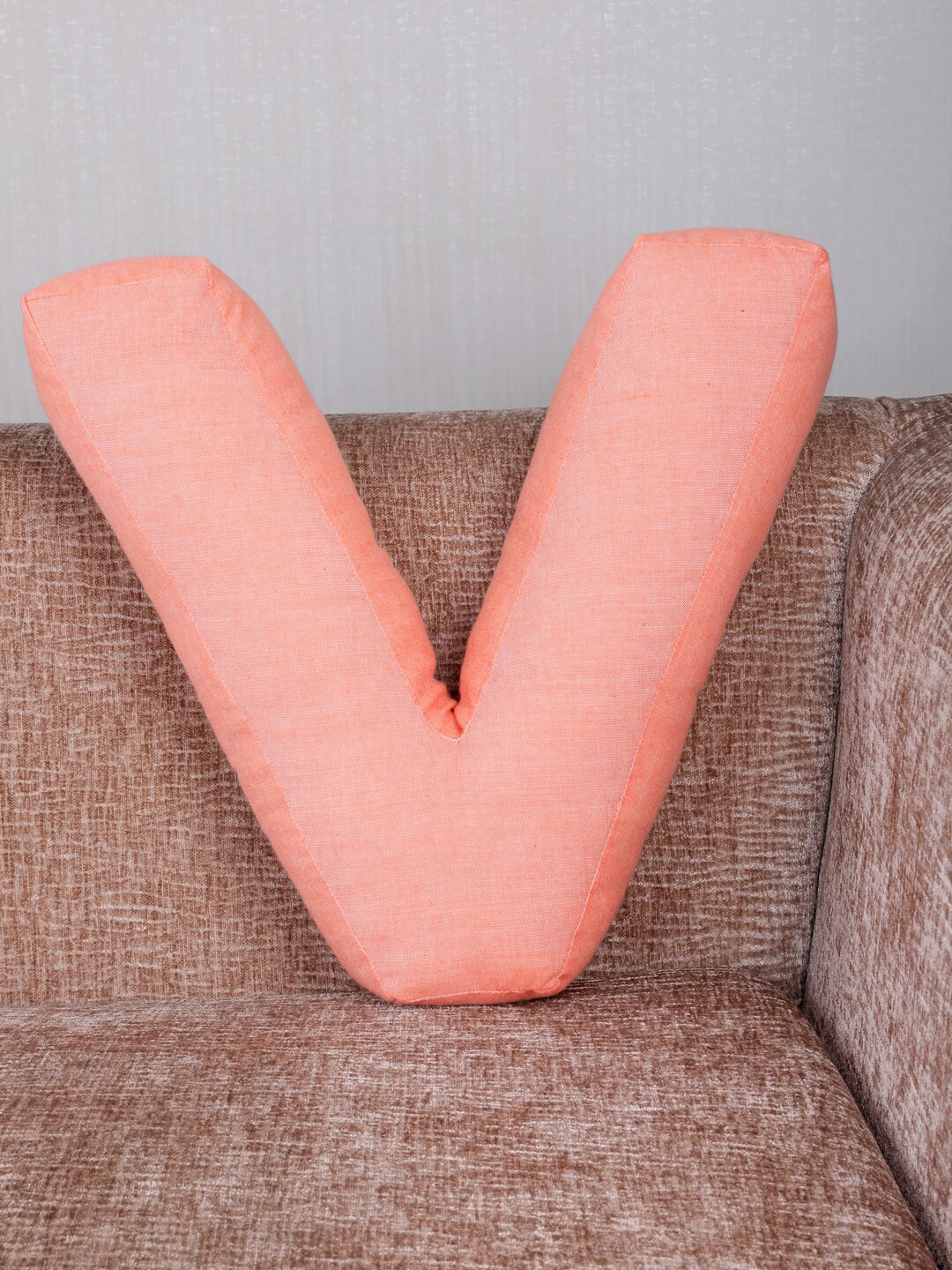 

My Gift Booth Peach-Coloured Solid V-Shaped Cushion with Filler