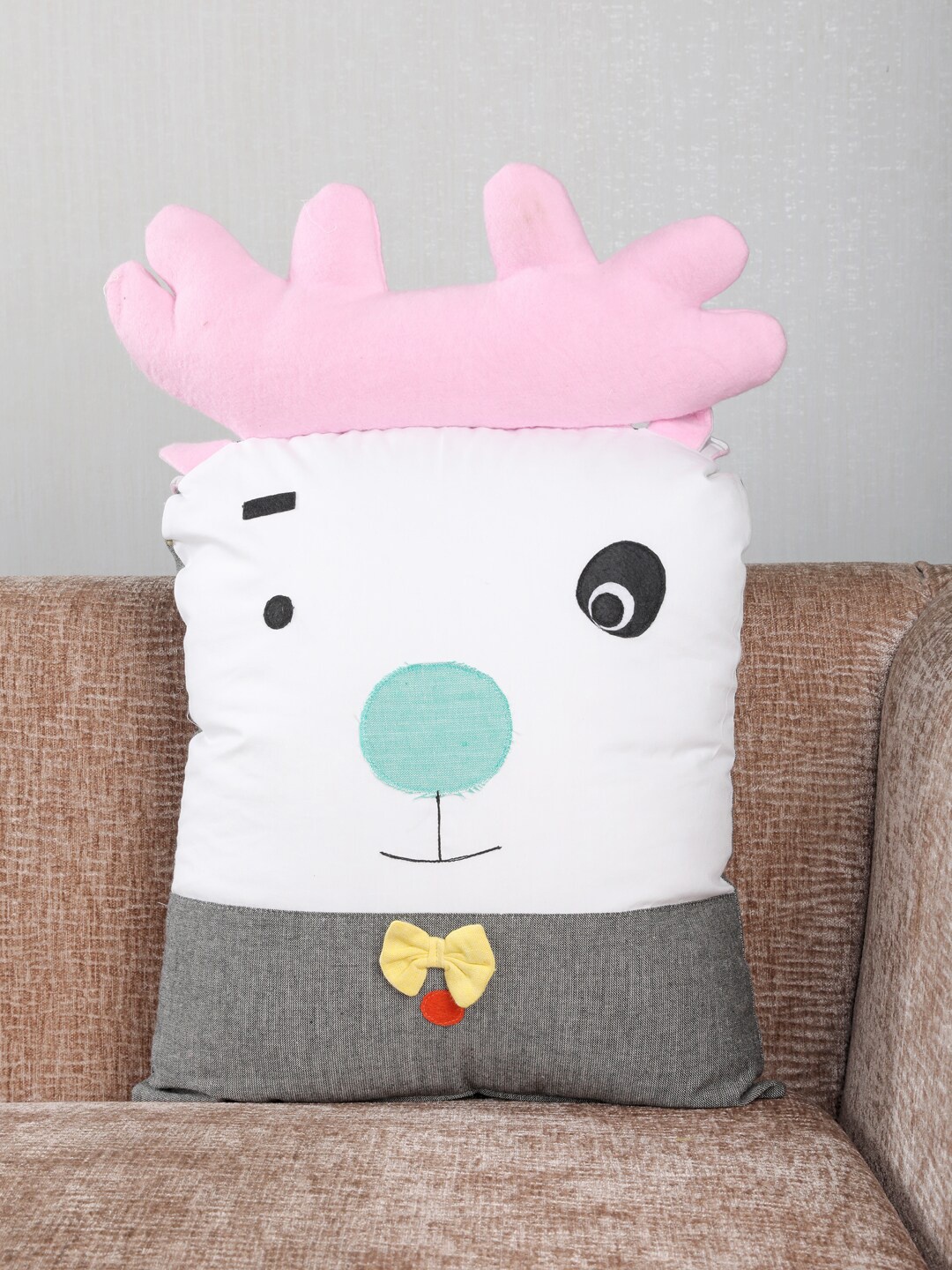 

My Gift Booth Grey & White Printed Deer Shape Cushion