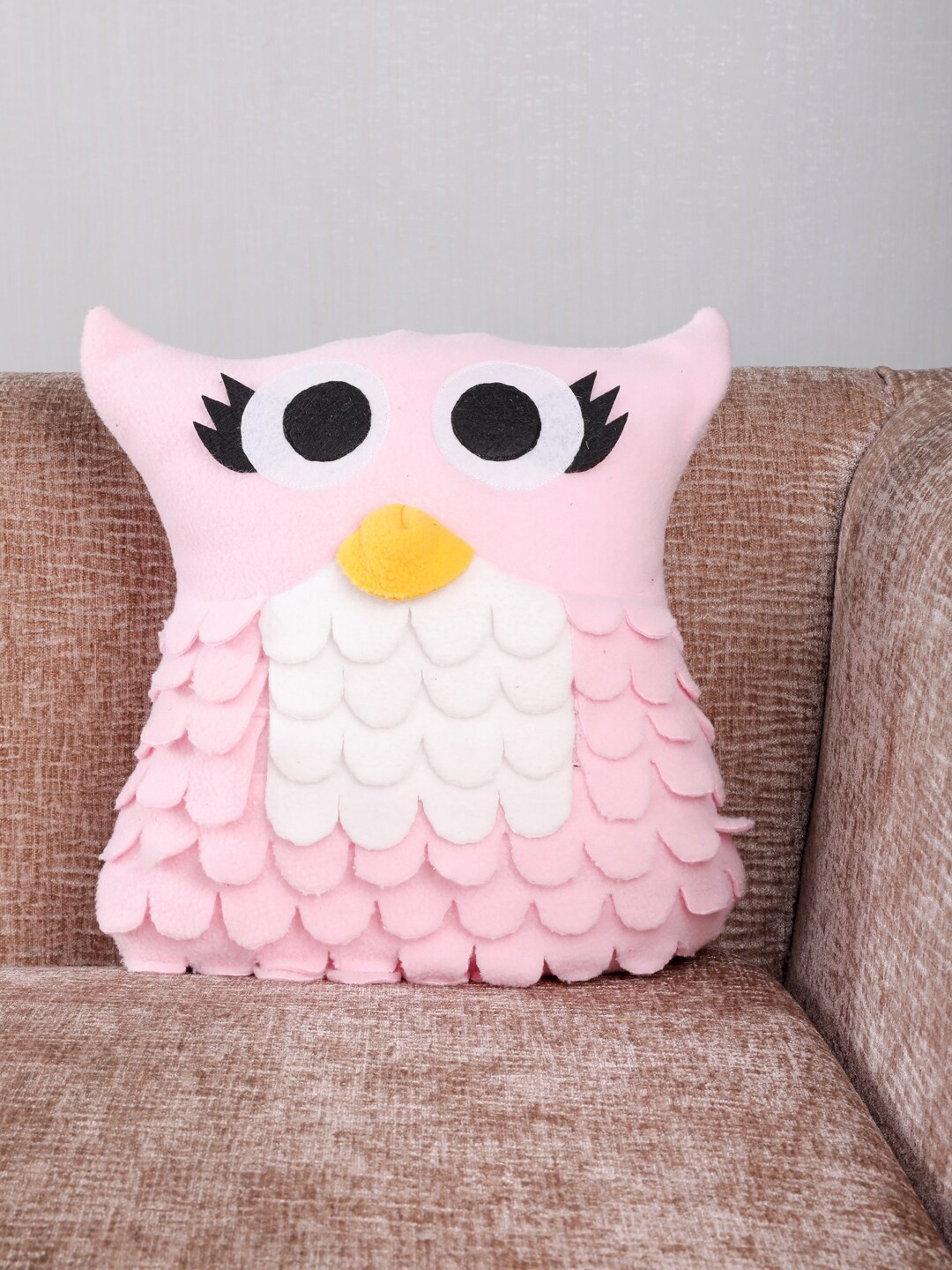 

My Gift Booth Pink & White Printed Fleece Owl Shape Cushion