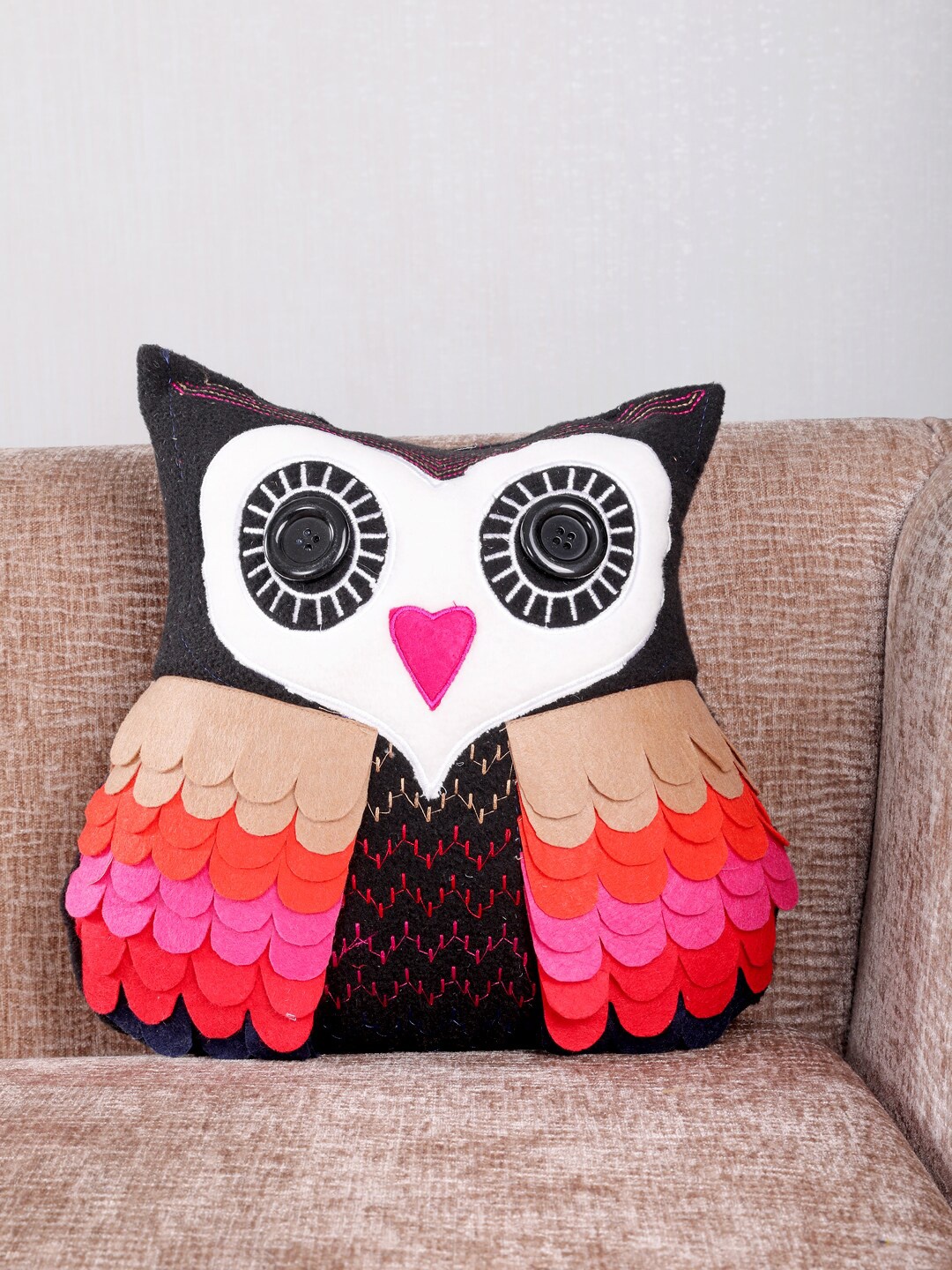 

My Gift Booth Black & Pink Printed Cushion With Filling